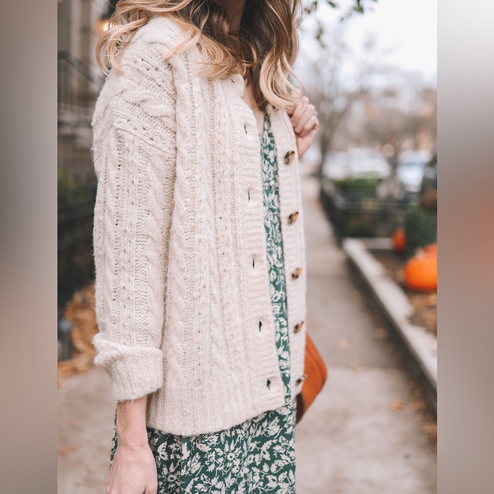 Madewell Chunky Pointelle Cable Knit Cardigan